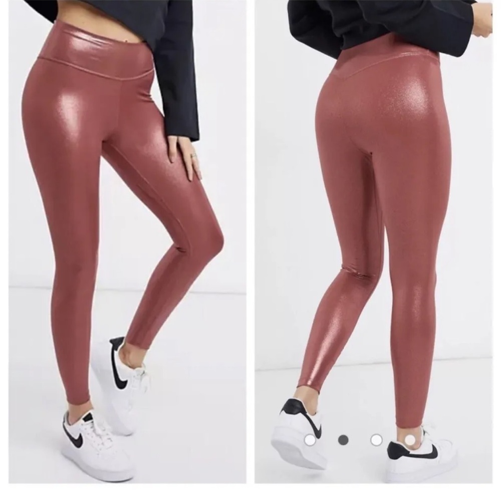 Nike One Icon Clash Mid-Rise 7/8 Shimmer Leggings Metallic Claystone